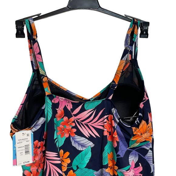Swim Solutions Plus Size Printed Double-Strap Princess Tankini Top, 18W - Picture 8 of 11